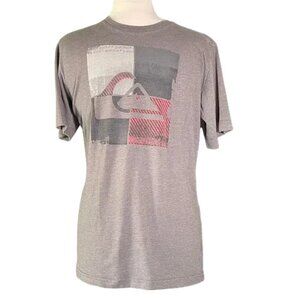 Quiksilver Gray and Red Graphic Tee